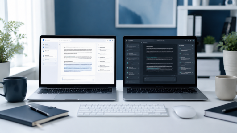 Claude vs ChatGPT for Writing (2026): Which AI Writer Is Actually Better? 4 Claude vs ChatGPT for Writing comparison on two laptops showing AI writing assistants.