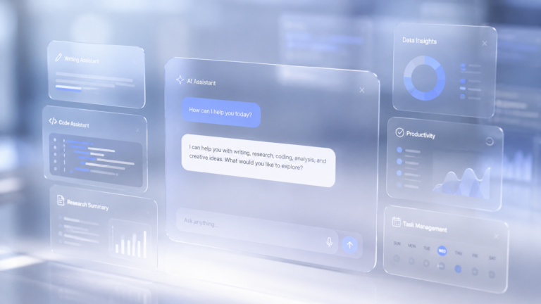 Gemini AI Review (2026): Is Google's AI Assistant Finally Worth Using? 3 Gemini AI interface showing Google's AI assistant with modern glassmorphism dashboard.