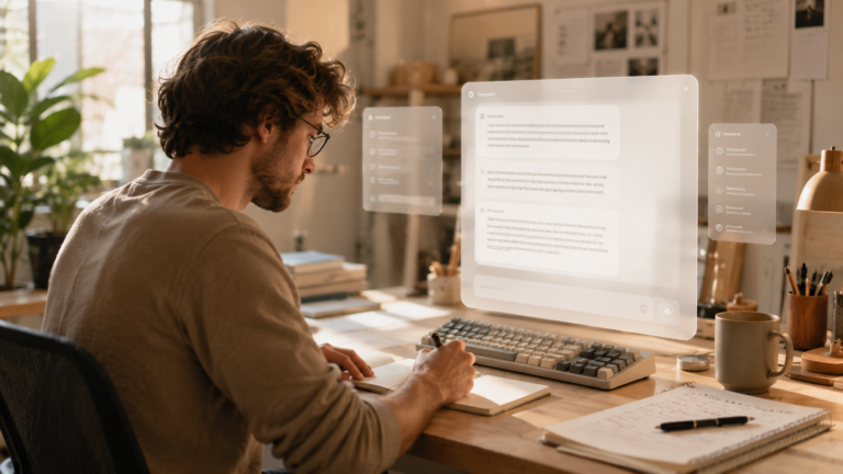 Claude AI Review (2026): Is Anthropic's AI Still the Best for Writing and Coding? 2 Claude AI Review showing a professional writer collaborating with an AI assistant.