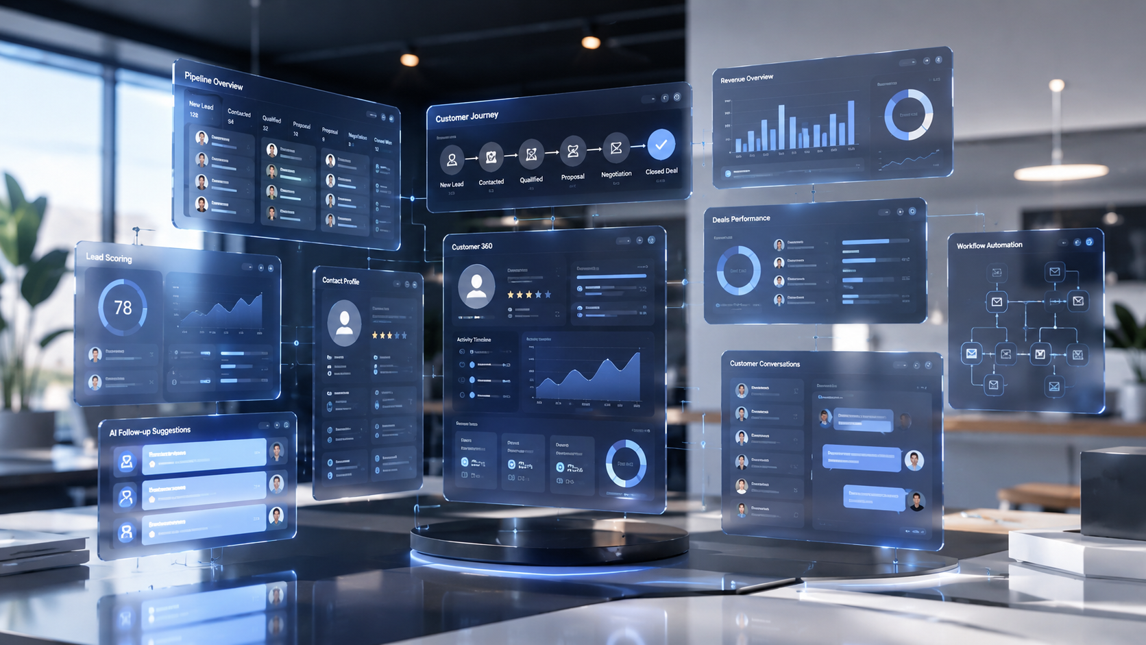 Best AI CRM Software for Small Business in 2026 1 Best AI CRM Software for Small Business showing AI-powered sales pipelines and customer management dashboards.