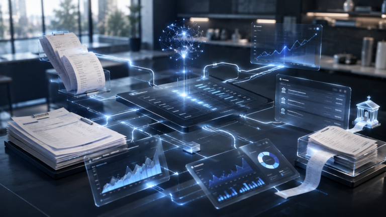 Best AI Accounting Software for Small Business showing AI-powered bookkeeping, expenses, invoices, and financial analytics.